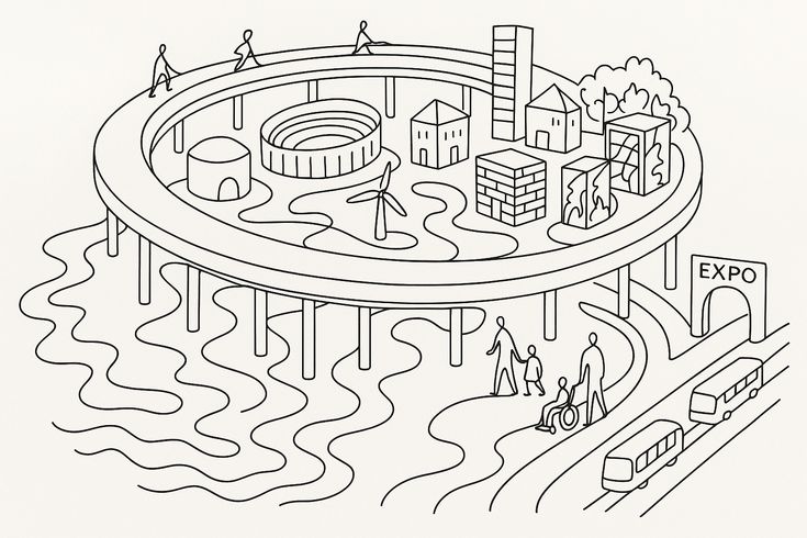 一筆書きで描く未来万博